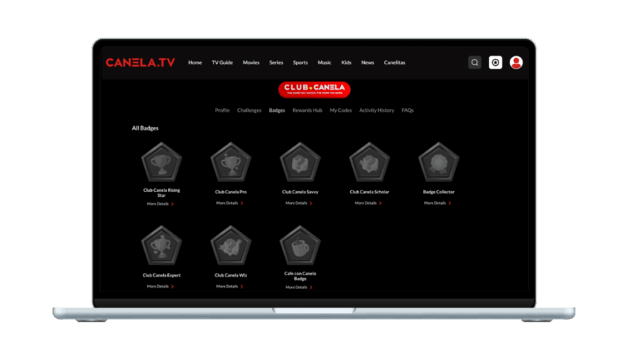 The badges system of Canela Media’s loyalty program.