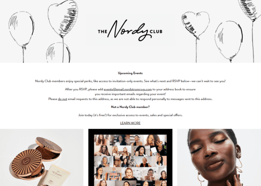 Nordy Club loyalty program main page.