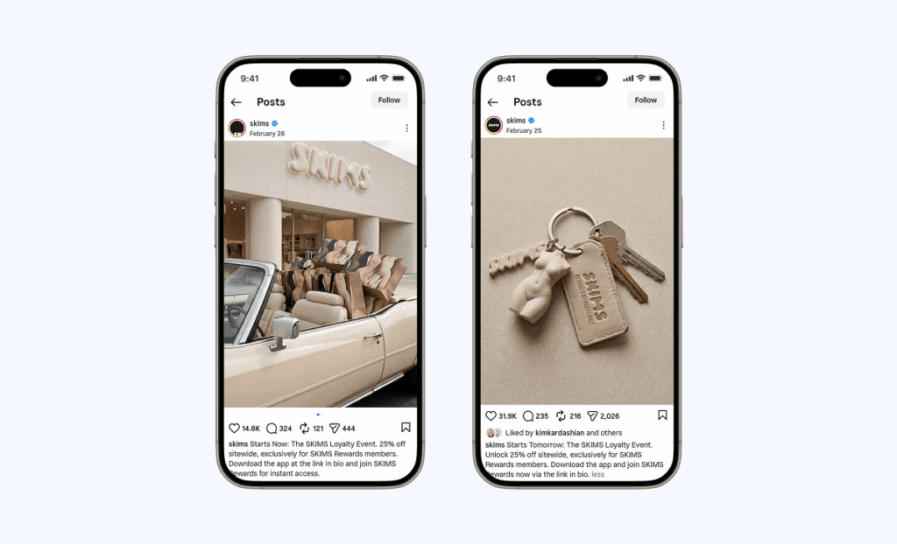 SKIMS Rewards loyalty event promoted on Instagram with exclusive member discount