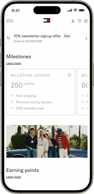 Tommy Together milestone rewards screen showing a locked 250-point milestone