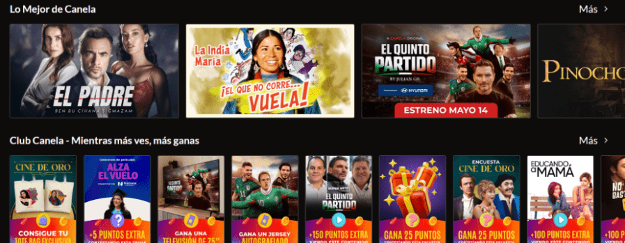 A laptop screen of the "Club Canela" illustrating how referral marketing strategies are used in the streaming industry