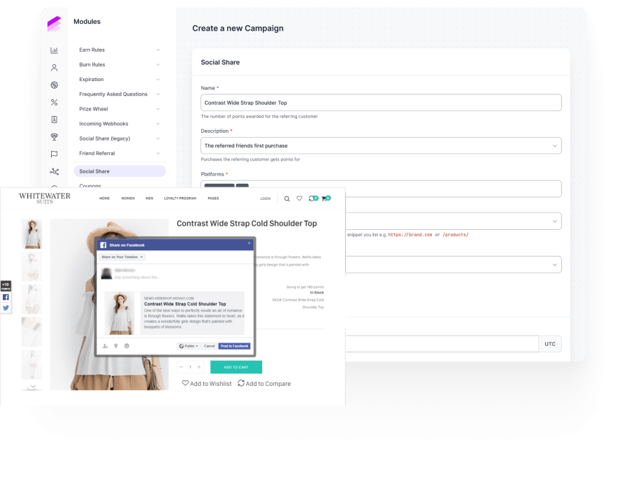 Antavo’s product image showcasing how the Social Share feature works and looks in action
