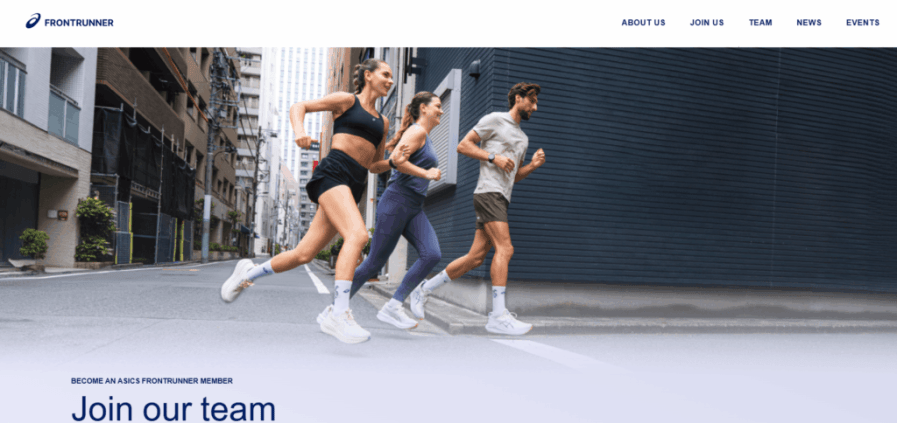 A banner featuring ASICS FrontRunner members